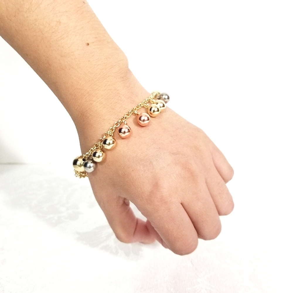Balls Charm Women's Bracelet. 14K Gold Plated New